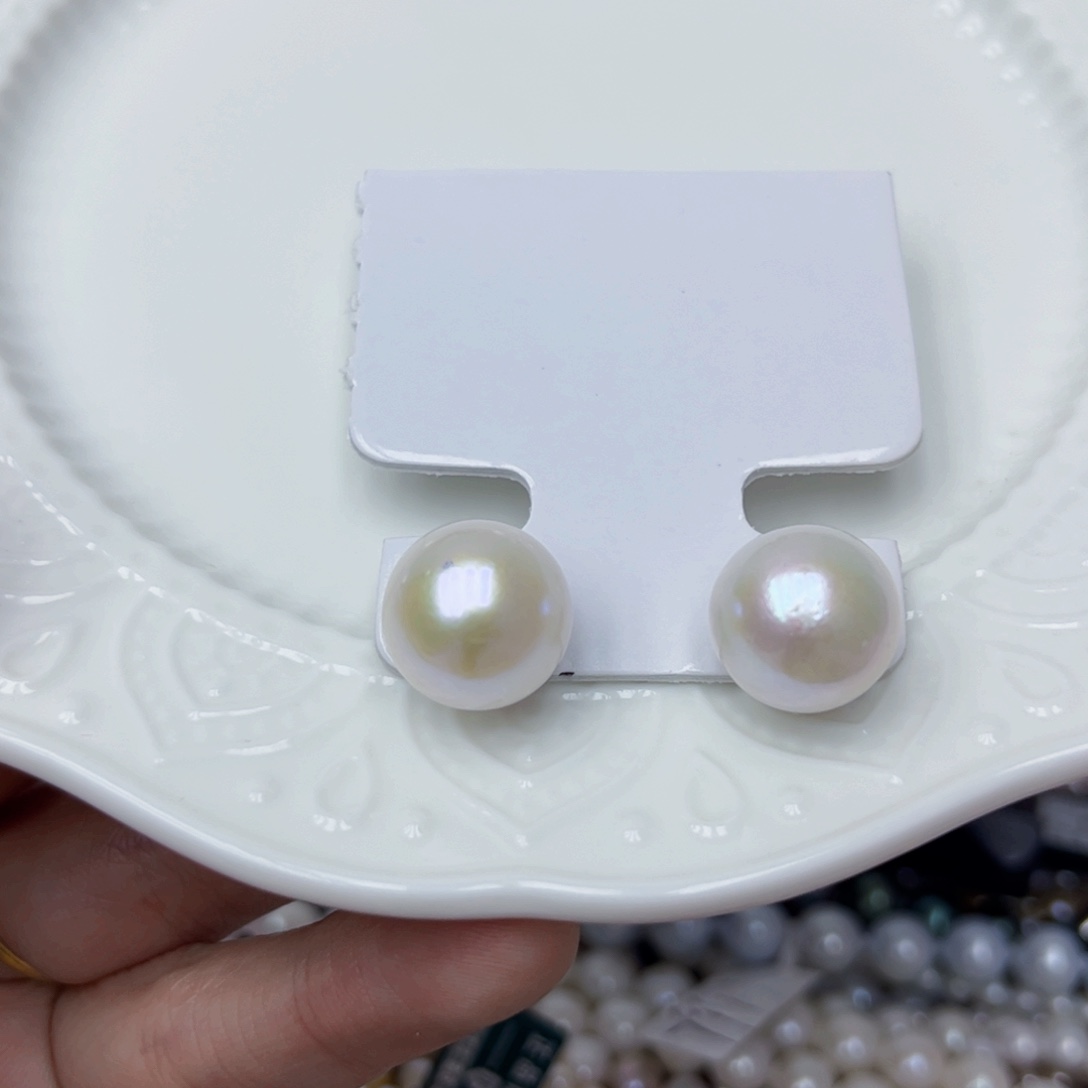 淡水珍珠耳饰银S925镶嵌