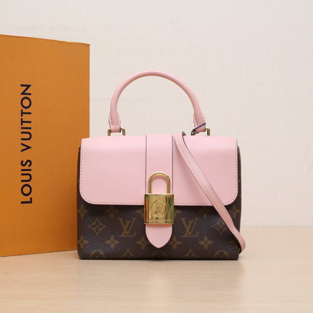 95新 LouisVuitton/路易威登 小花Jerry活动Locky BB 锁头包 粉色