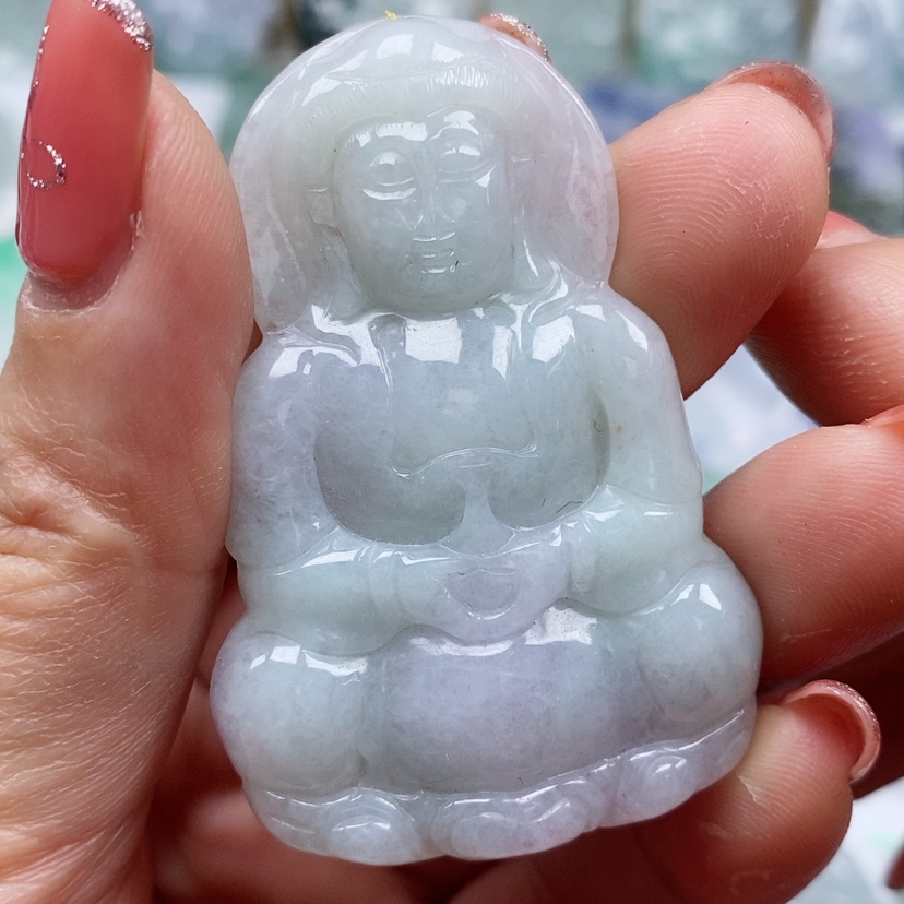 【闪购商品】翡翠颈饰未镶嵌天然翡翠A货观音