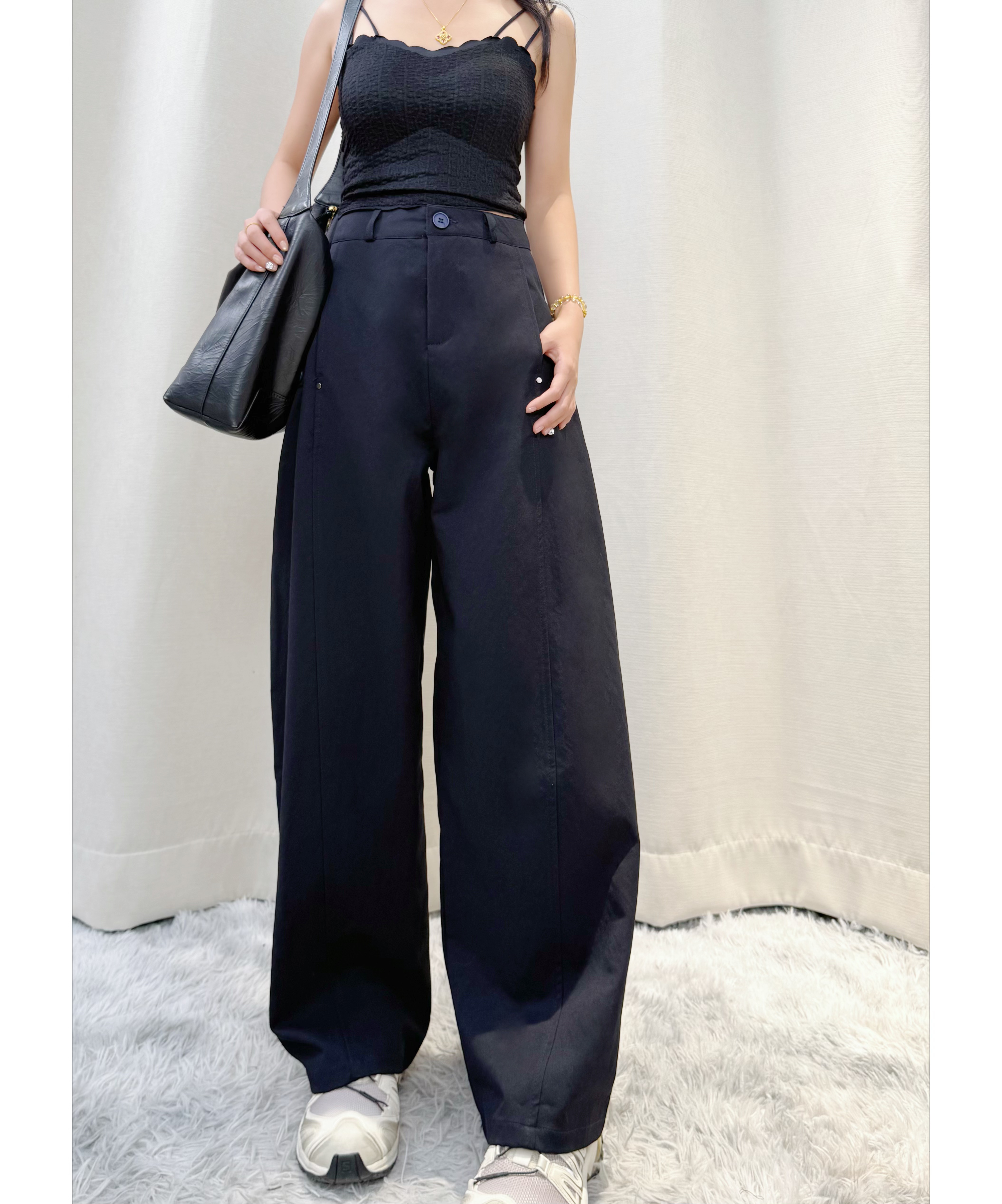 美式直筒休闲裤2025早秋新款柳丁设计感显瘦弯刀工装裤8287#