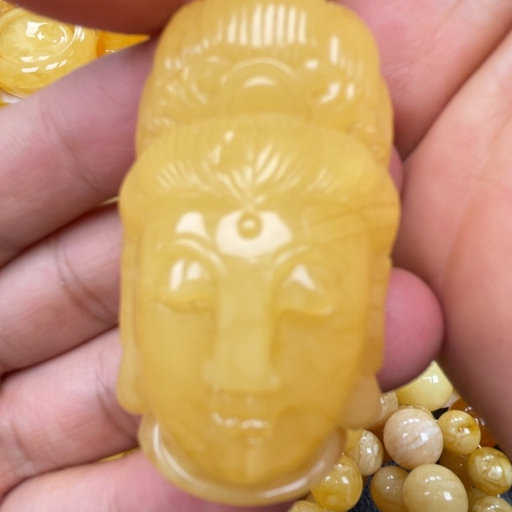 裸石蜜蜡未镶嵌蜜蜡观音吊坠