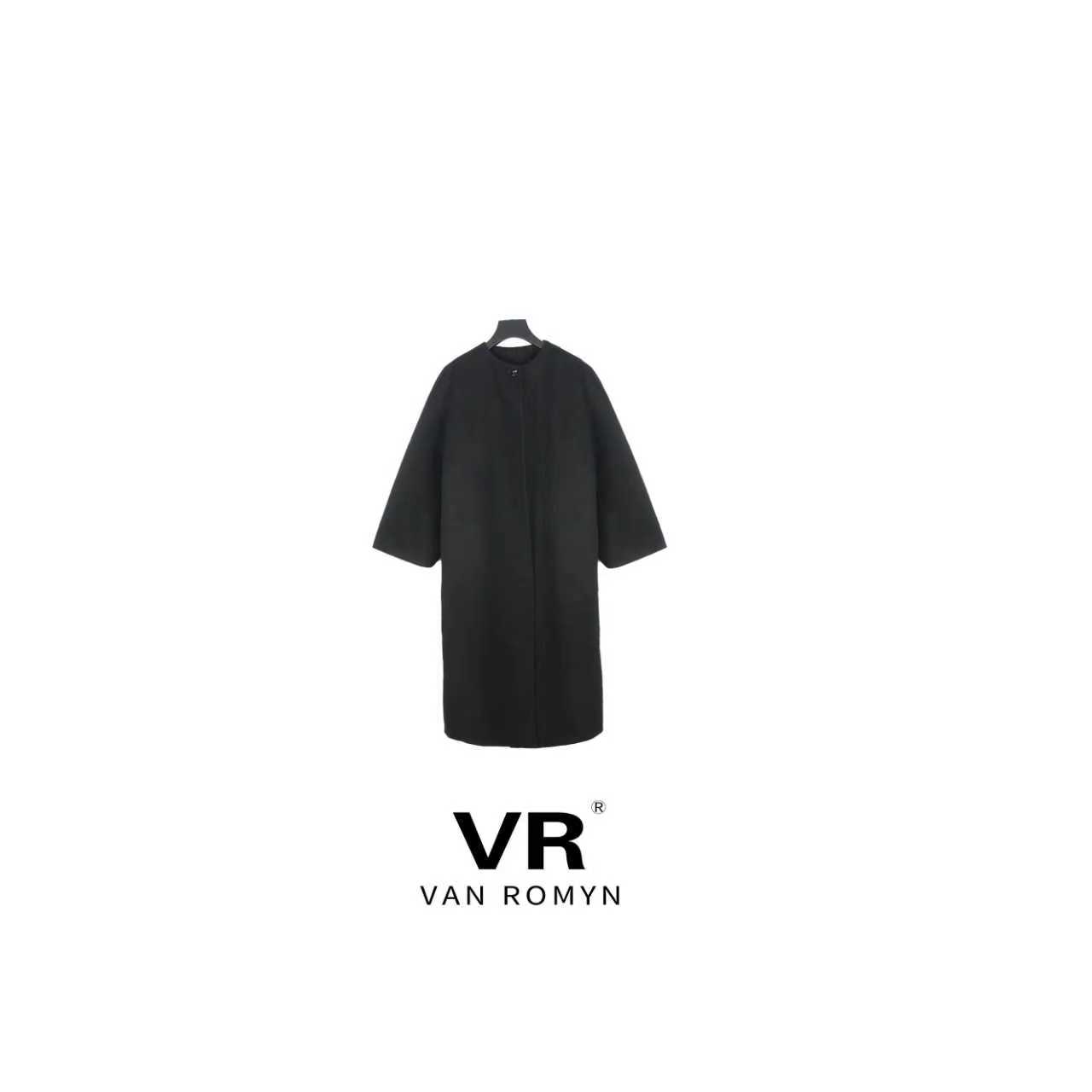 【VR莉娜】511114/2025 新款冬季 兔毛+绵羊毛韩国订单黑色长款大衣