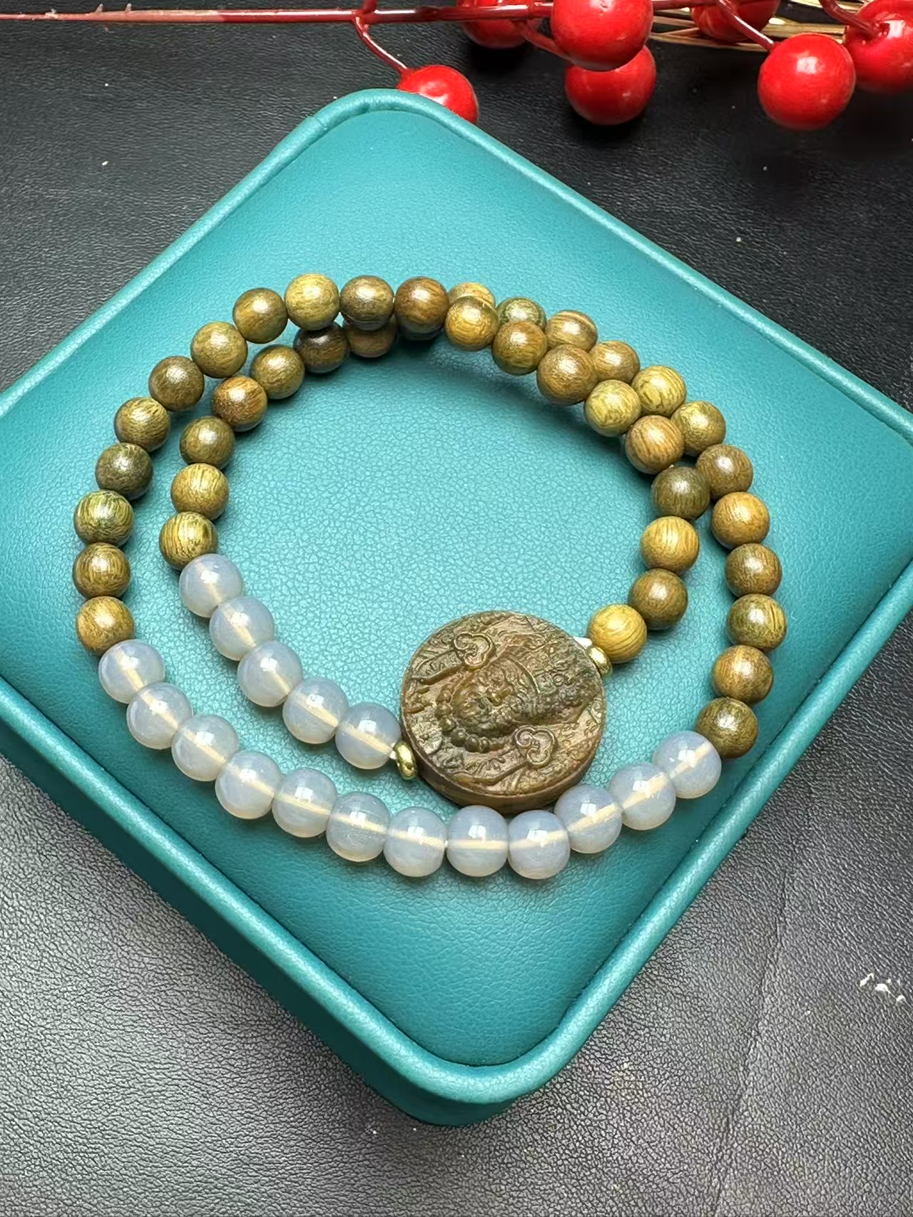 绿檀绕手两圈手链WMCXA33
