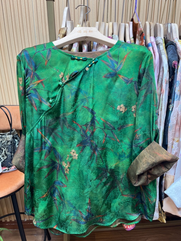 绿竹常规新中式中袖斜襟唐装薄款