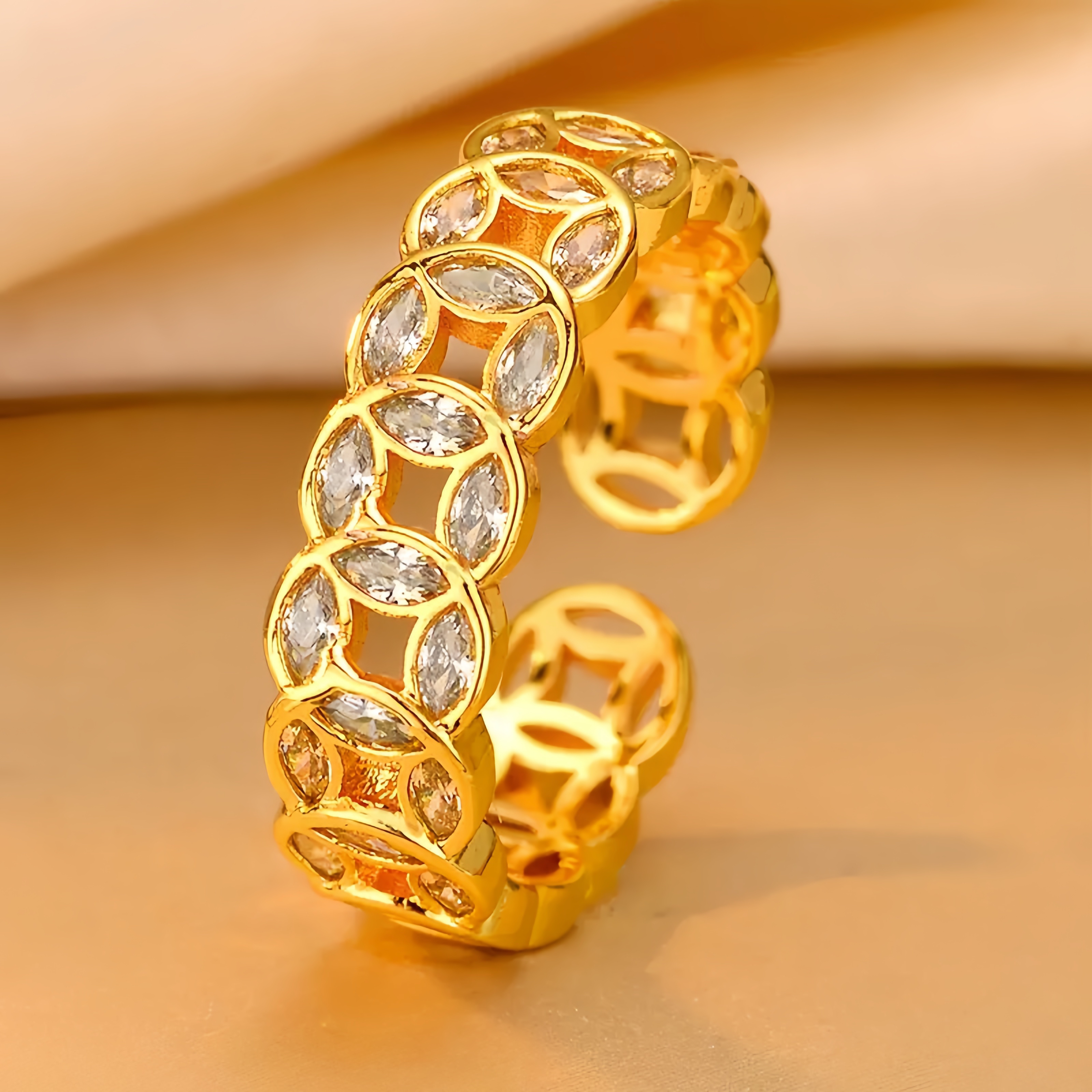 合成锆石戒指 锆石戒指女款时尚轻奢五帝带钻戒指015