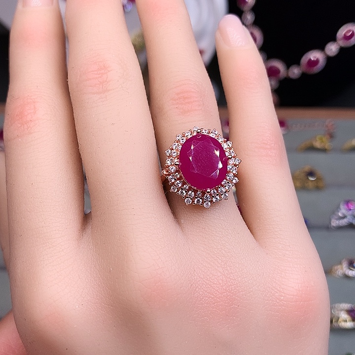 红宝石戒指银S925镶嵌