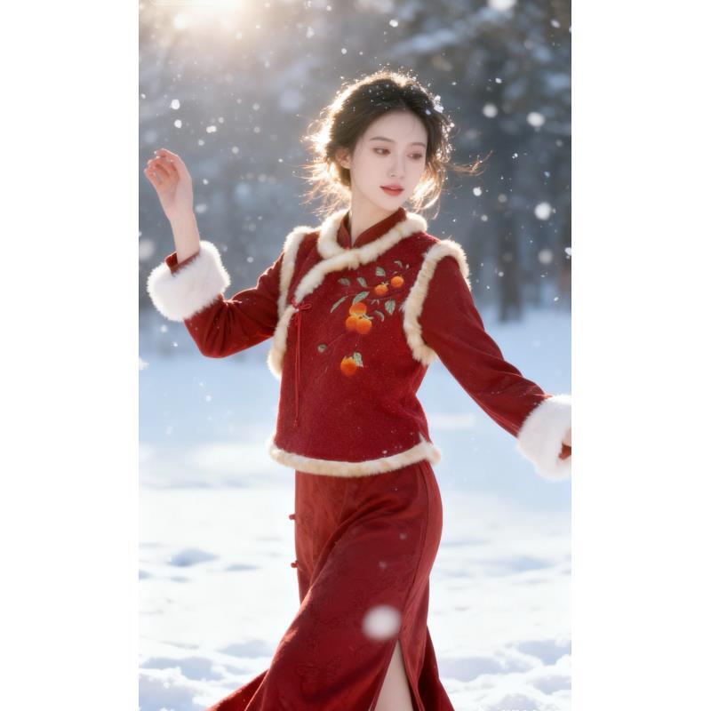 苏故里【好柿花生】新款过年拜年服加绒加厚改良版旗袍日常百搭气质