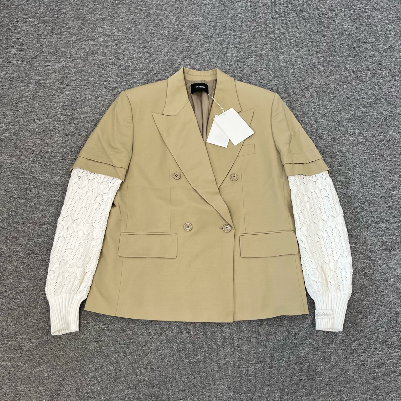 99新 WE11 DONE 拼接 阔型 西装外套 卡其色 白色 Xs码
