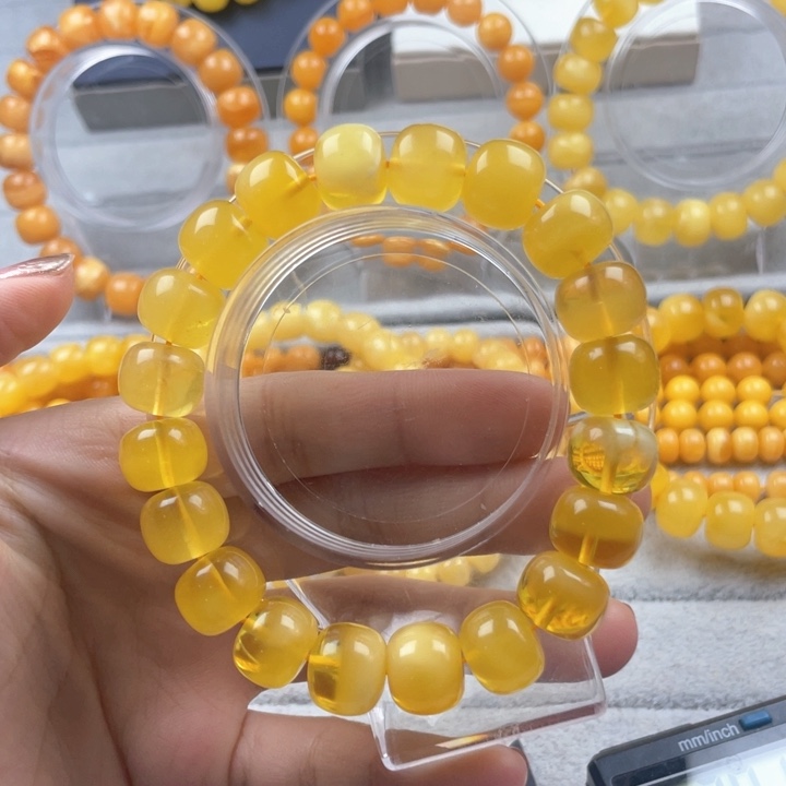 蜜蜡裸石未镶嵌天然蜜蜡老型手串12*11mm尺寸单圈保真