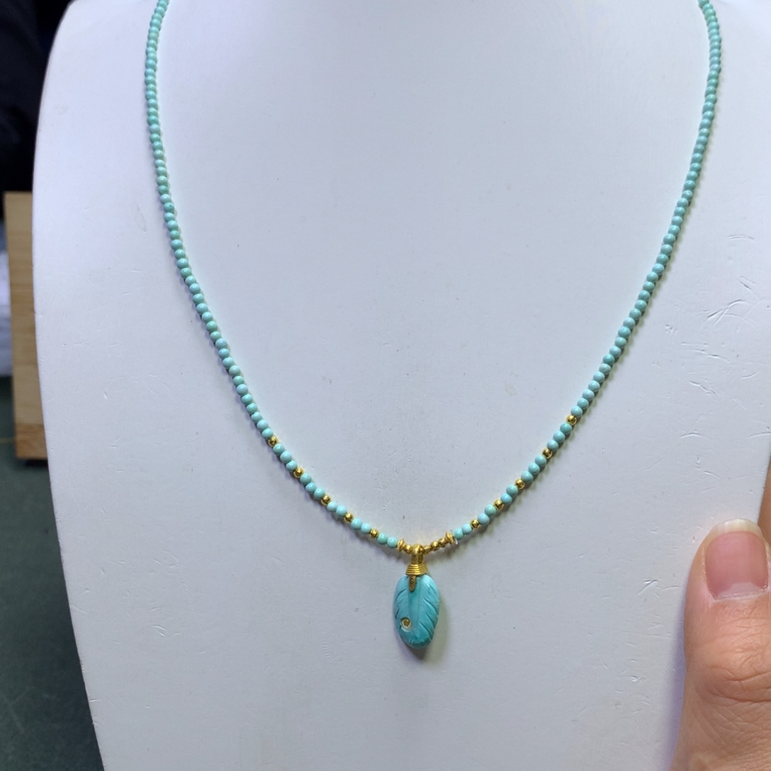 绿松石项链18K金镶嵌