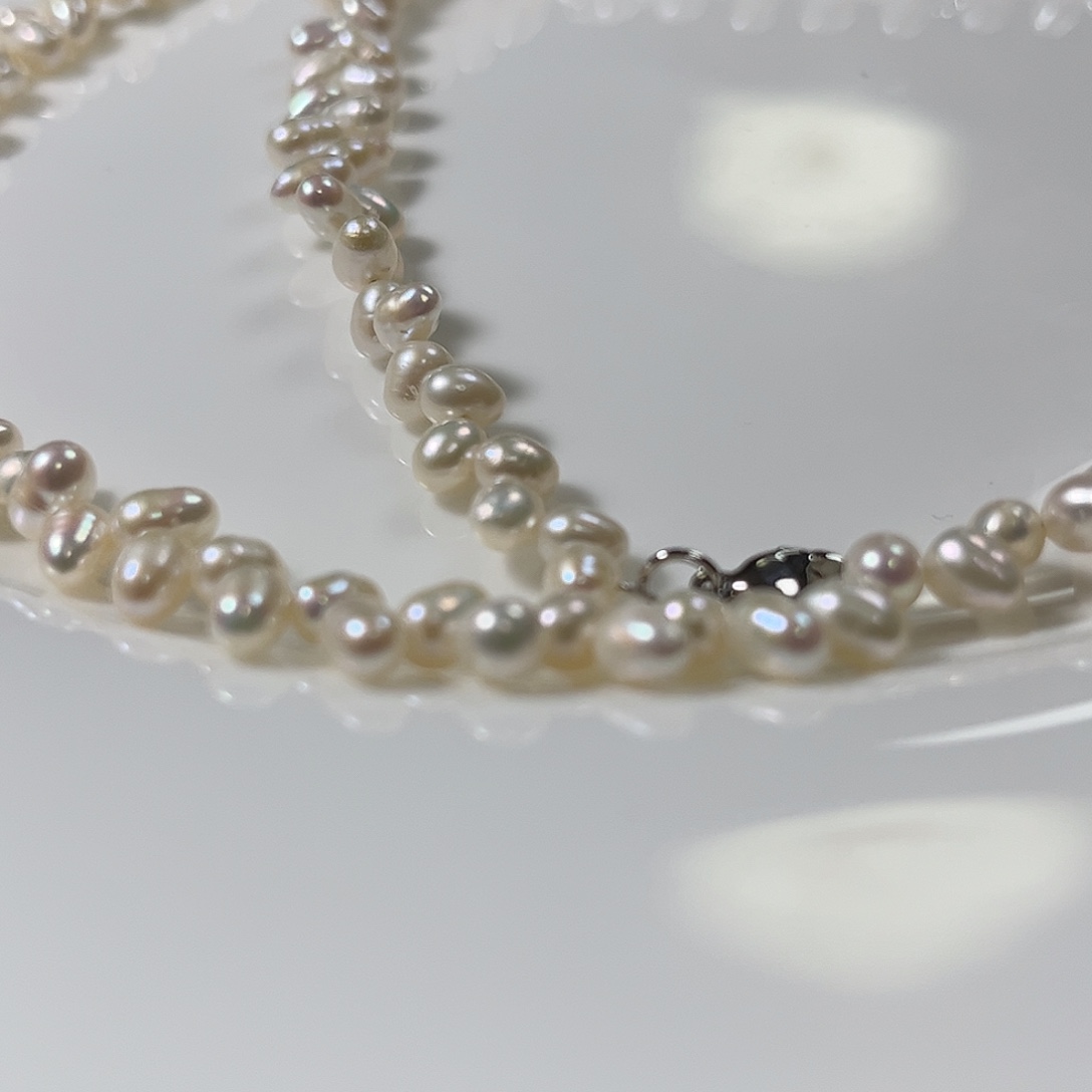 淡水珍珠项链未镶嵌白色麦穗项链手链一套福利价