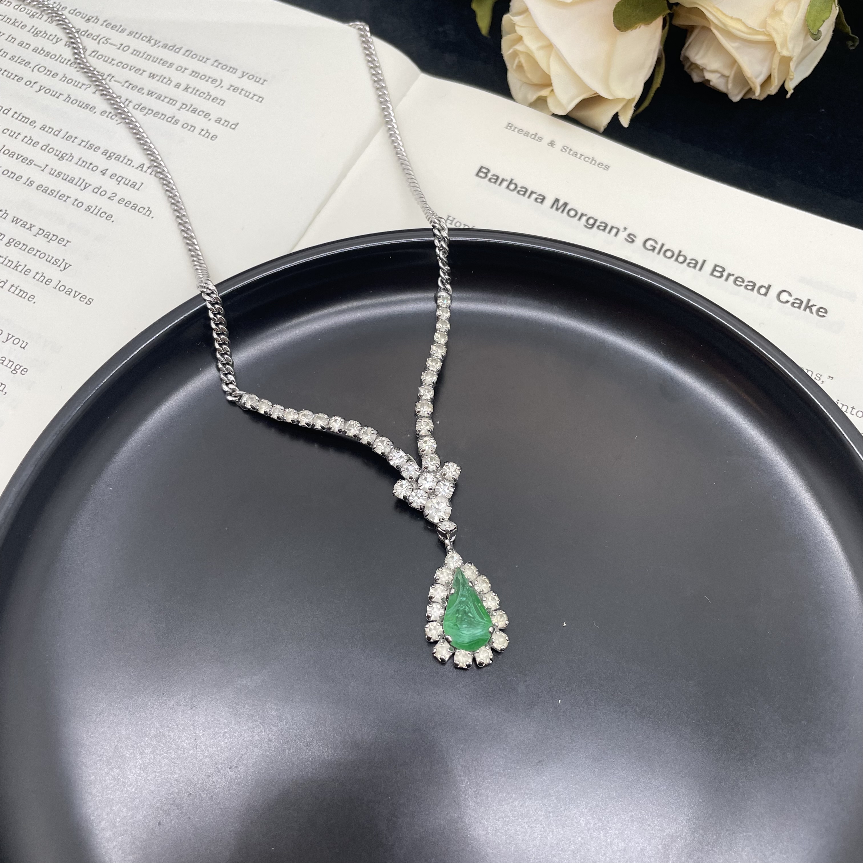 95新 DIOR/迪奥 绿琉璃水滴吊坠项链/d06513