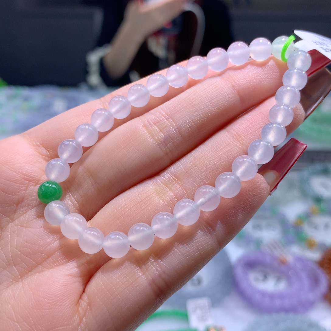 翡翠手链未镶嵌卡6.1冰种白月光