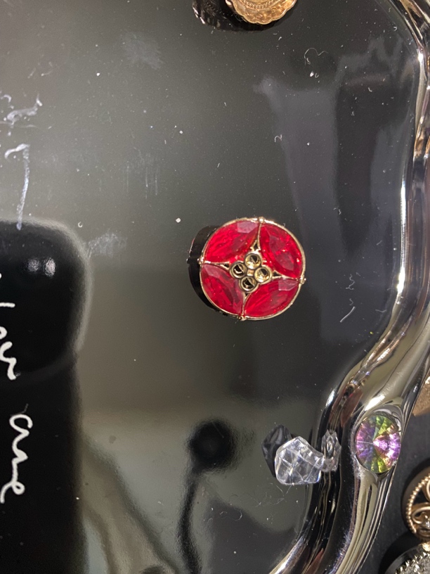红色锆石镶嵌纽扣