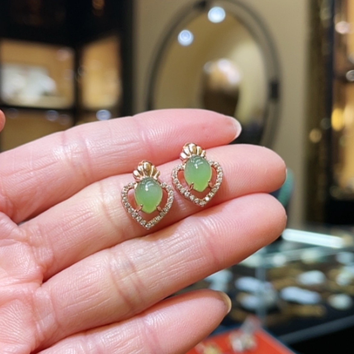 【闪购商品】和田玉耳饰银S925镶嵌