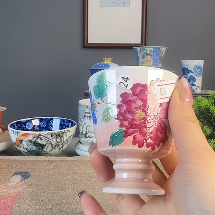 摆件景德柴烧茶杯多人
