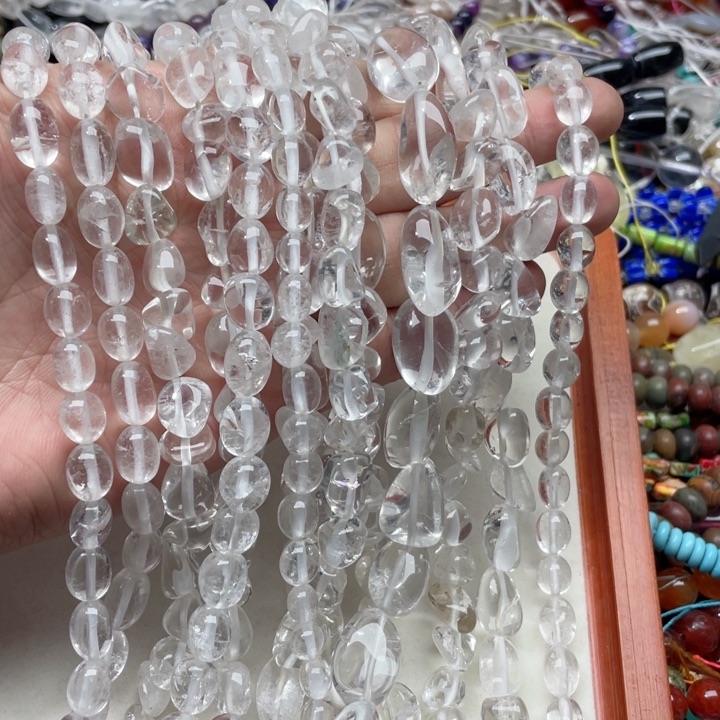 玛瑙/玉髓合金珠宝半成品一条8-10mm白水晶