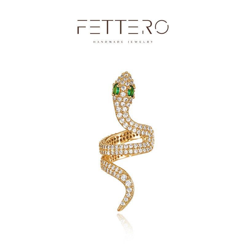 fettero 铜合金耳饰 【金色蛇尾绕3圈左耳夹】气质时尚小众个性