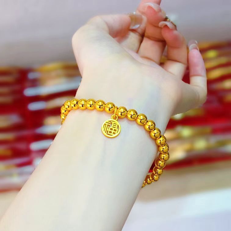 铜合金手链 【新光感亮面福牌弹力手链】日韩民族风同款手链