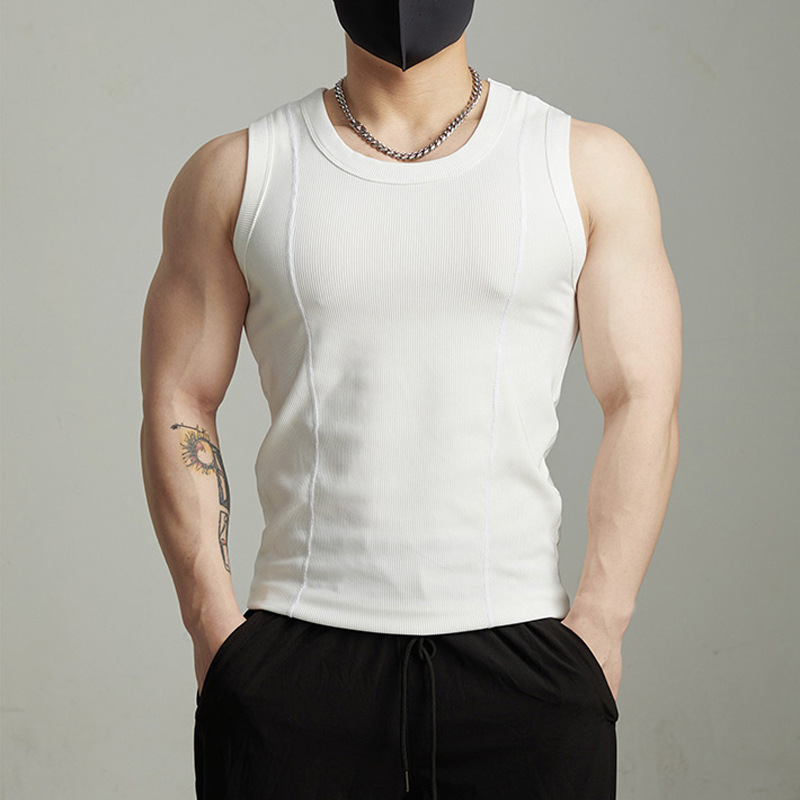 美式重磅无袖运动男士坎肩背心显大休闲健身透气肌理纹打底