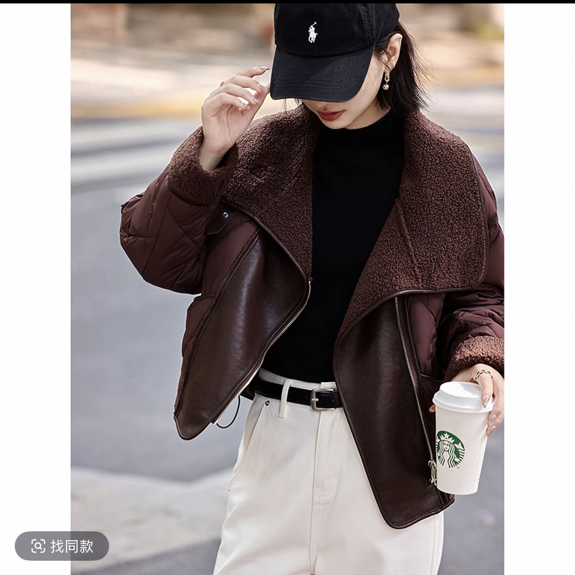 仿羊羔毛翻领短款加厚棉服2025年冬季新款保暖外套上衣女装休闲