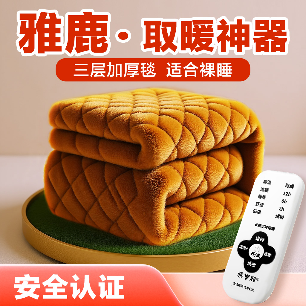 雅鹿正品电热毯单人双人三人智能调温2米1.8米1.5米1.2宿舍电褥子