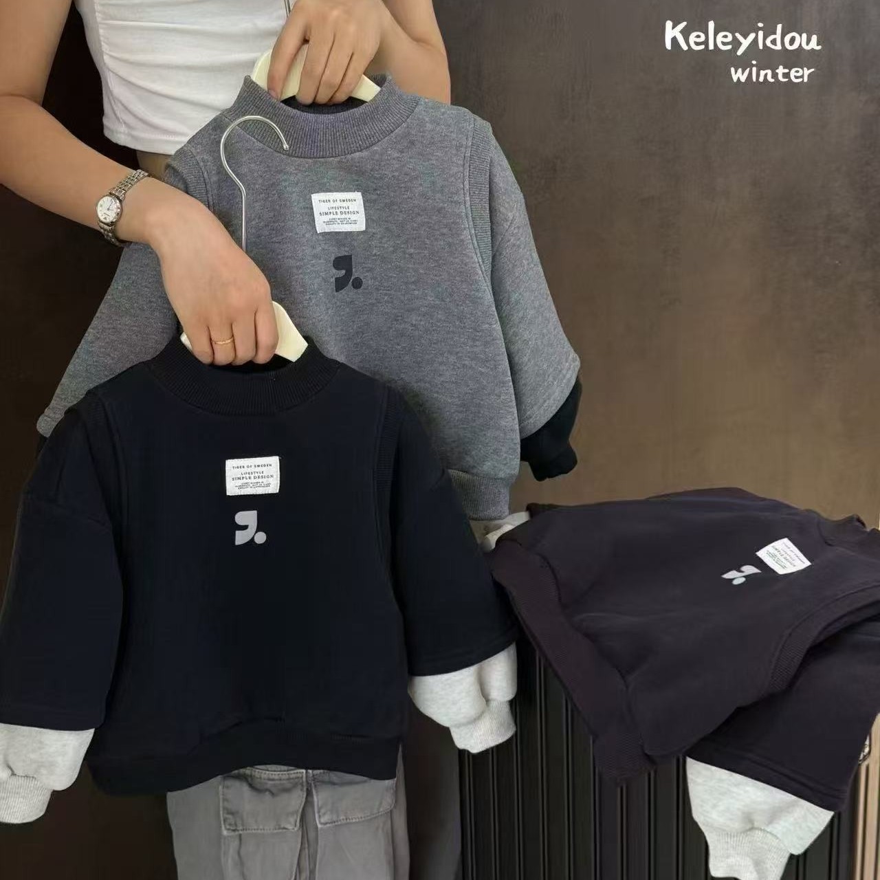 贝塔家小童纯棉加绒奥粒绒卫衣