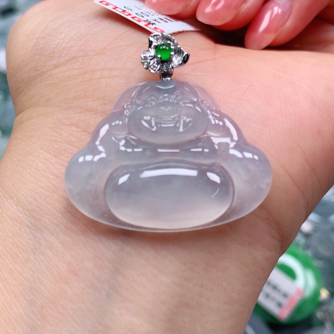 翡翠颈饰18K金镶嵌天然翡翠