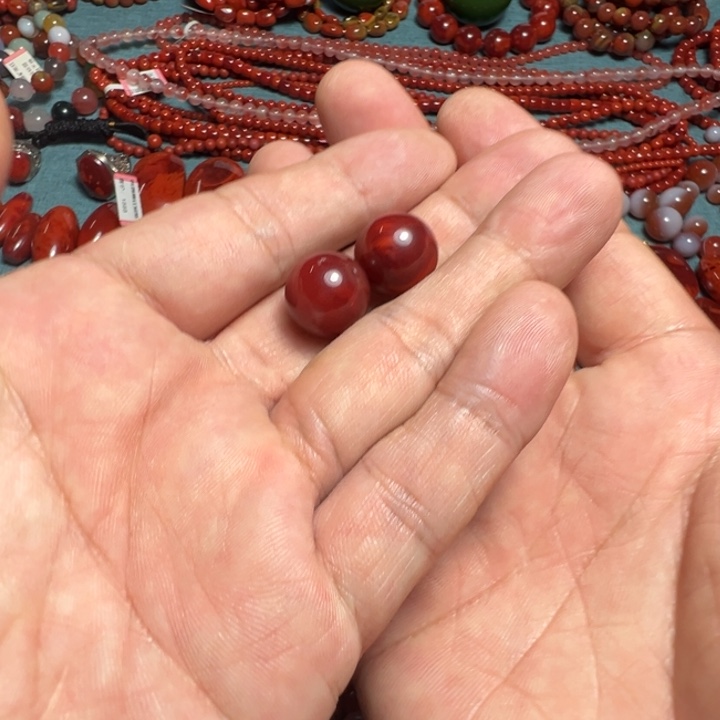 土***忆南红玛瑙A未镶嵌全品原矿圆珠13mm+