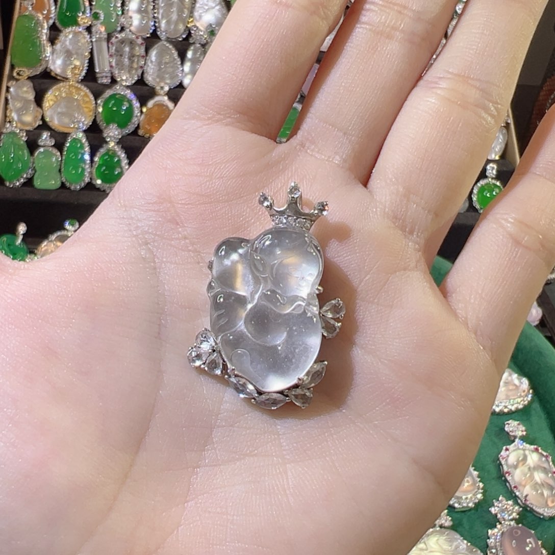 石英质玉颈饰银S925镶嵌花仙子