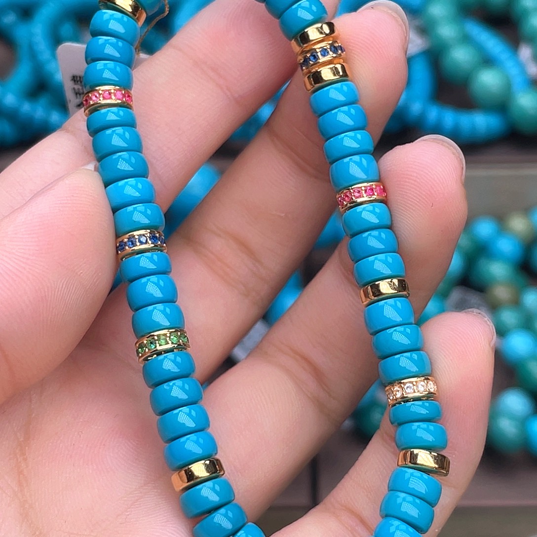 绿松石18K金镶嵌珠宝奇石