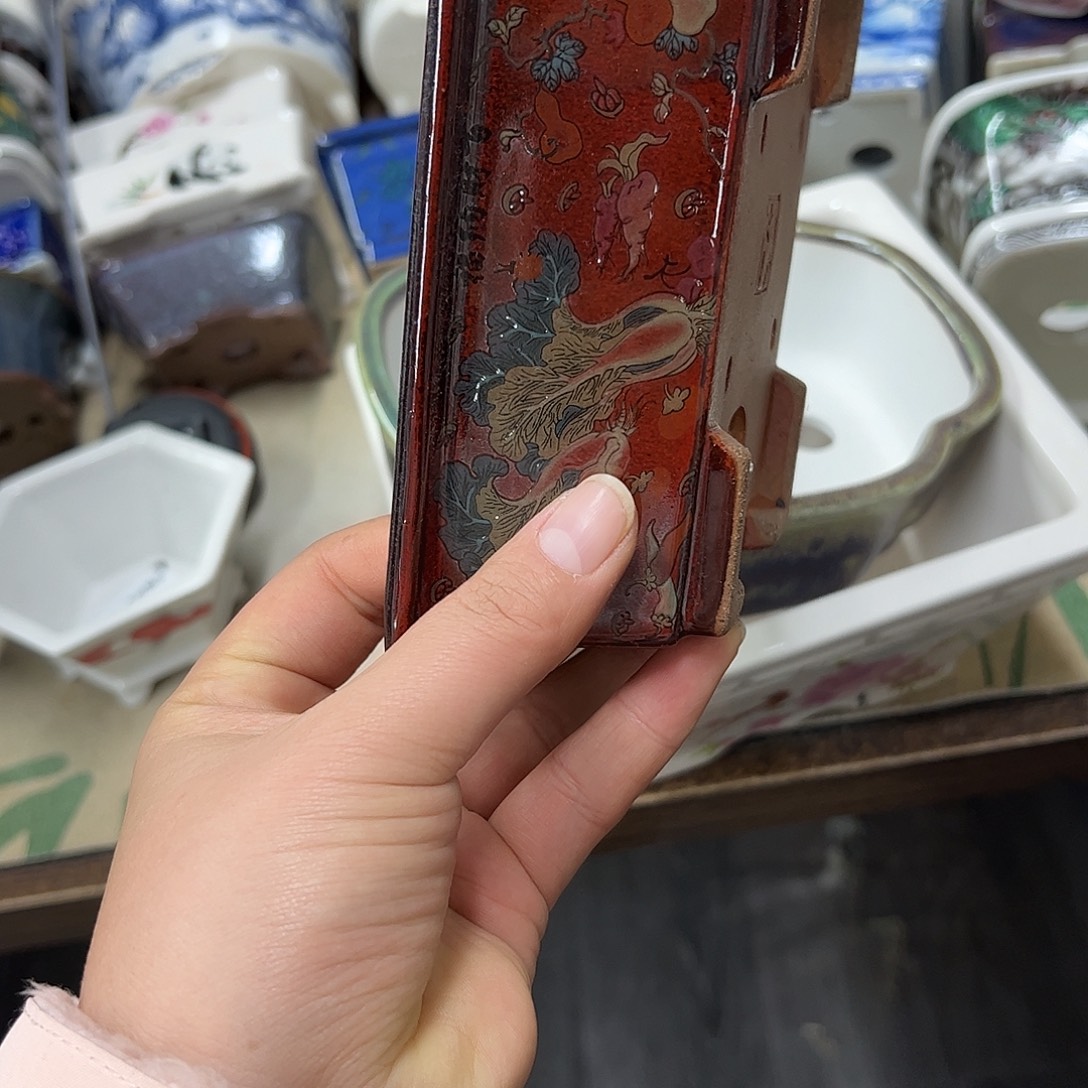 百***子紫砂花盆388号瑕疵15/12/5cm窑变