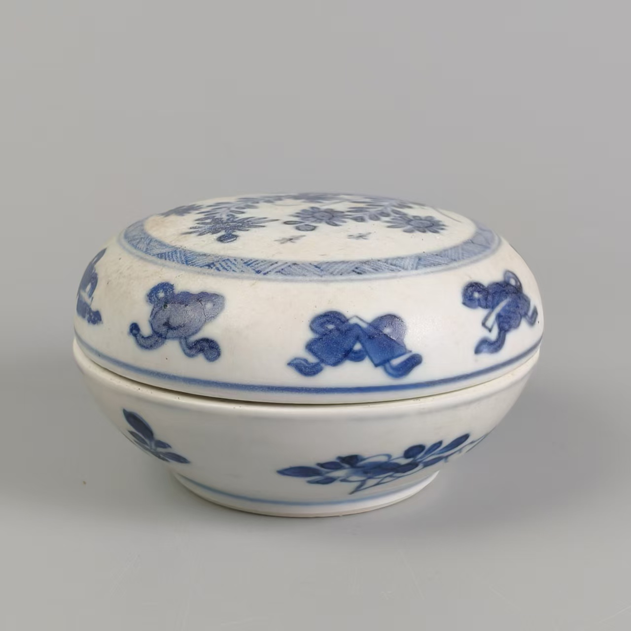 清 康熙 海捞瓷青花盖合XM-0013-直径10 高度6