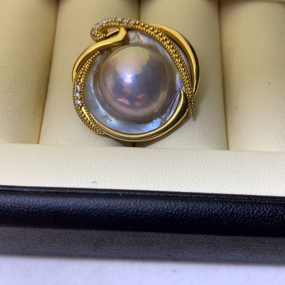 吊坠(不含链)拼合珍珠（马贝珠）银S925镶嵌