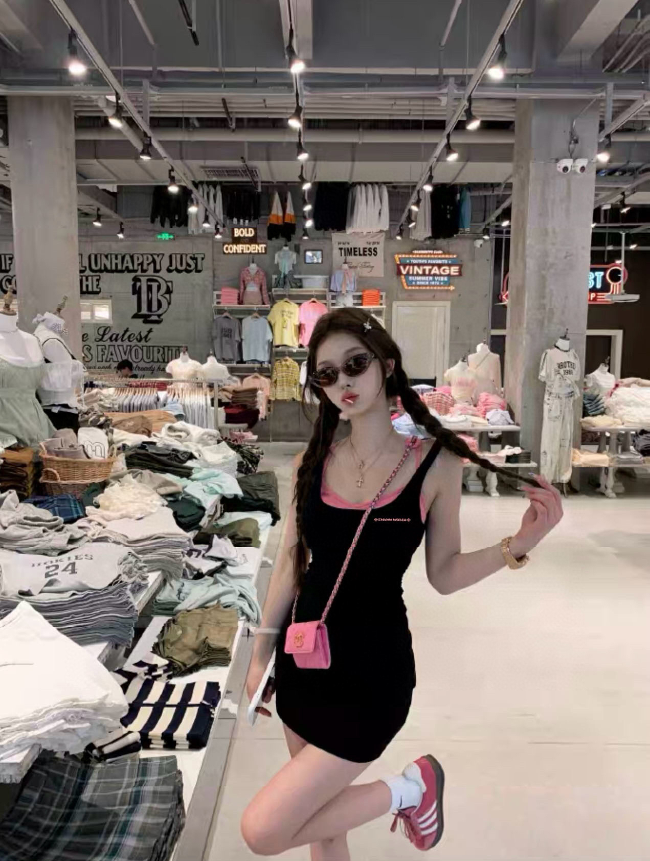 25～纯欲辣妹连衣裙叠穿两件套包臀裙子