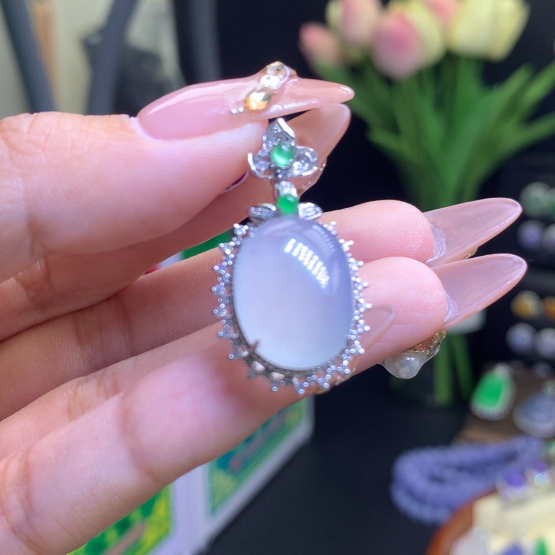 翡翠颈饰18K金镶嵌天然 