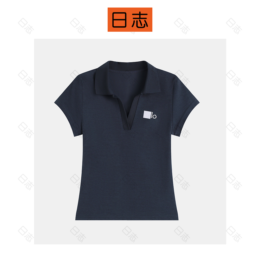 PIPO夏季女款修身显瘦短袖polo领T恤时尚百搭短款上衣DD52T420