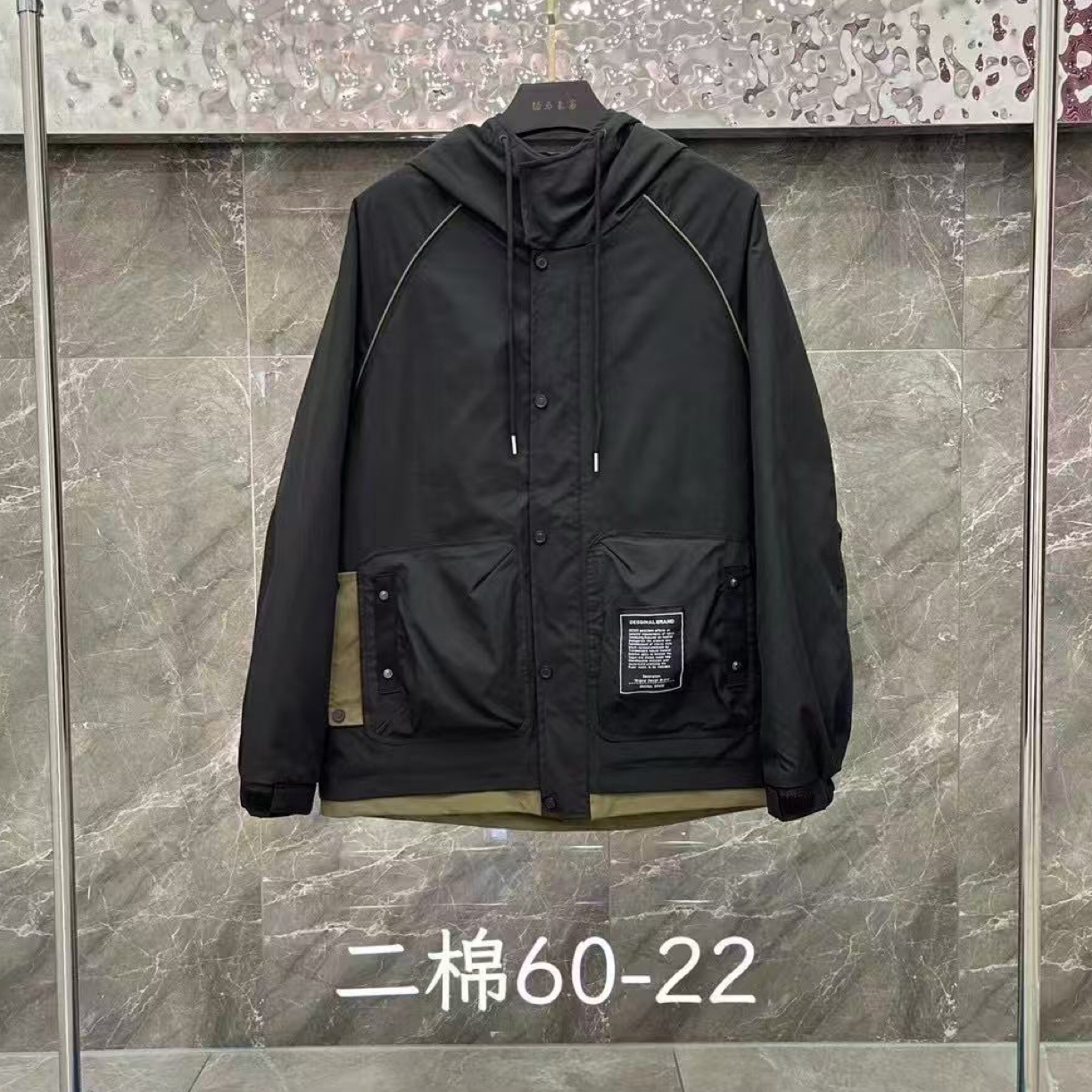 老朴大码拼接二绵外套6022
