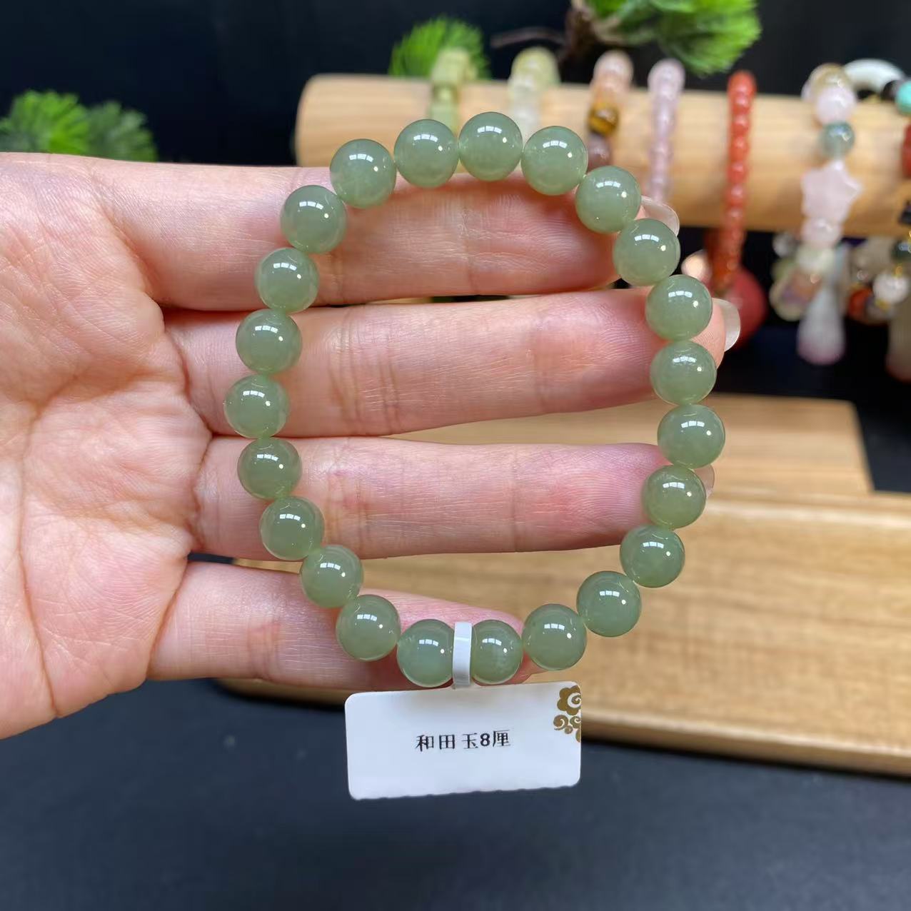 【和田玉8m手串】A947晴水素圈手串显白百搭精品女士时尚时尚