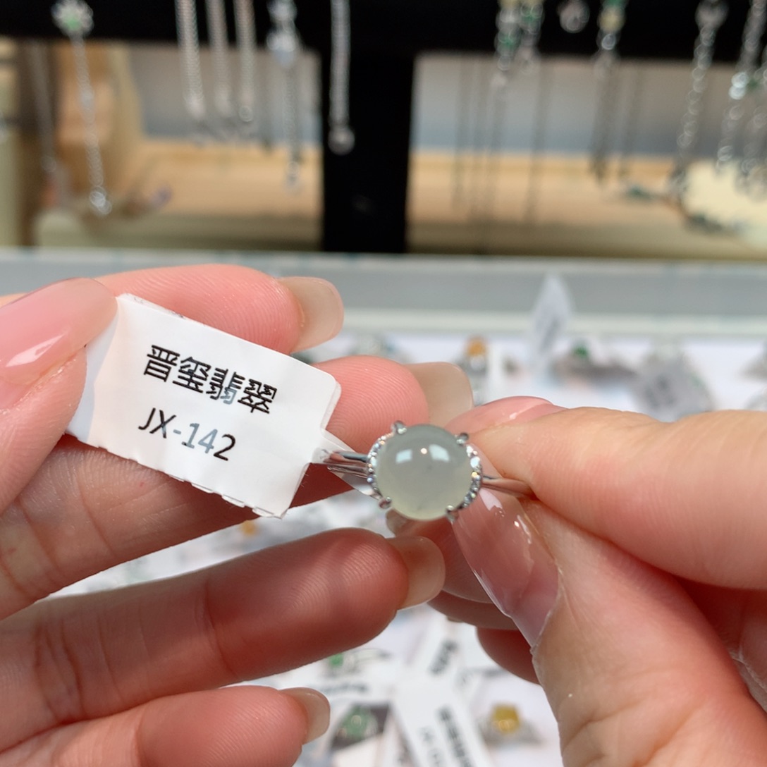 翡翠戒指银S925镶嵌翡翠142