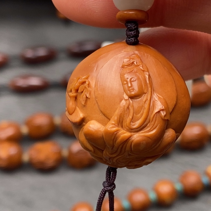 橄榄核手串/手链短圆浮雕观音单子
