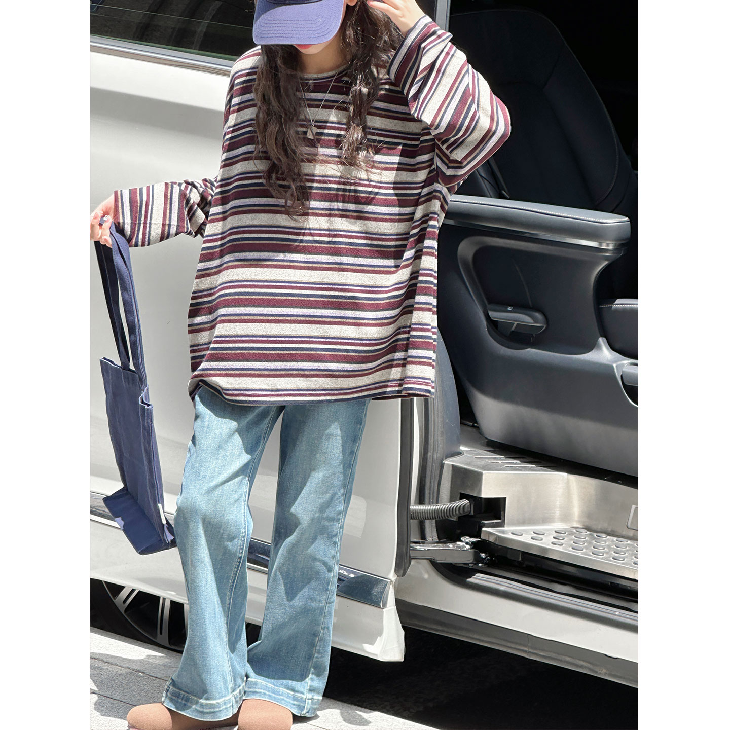K29595孙小美韩系女童长袖T恤2025春秋装新款儿童条纹上衣打底衫