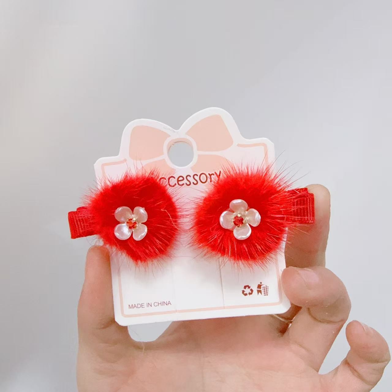 中国风新年红色发夹过年喜庆汉服发卡女孩对夹头饰5453