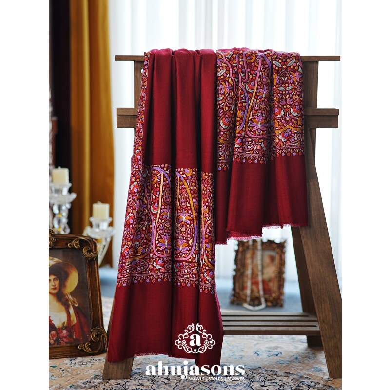 克什米尔pashmina披肩围巾刺绣宽边 100*200 60053-18