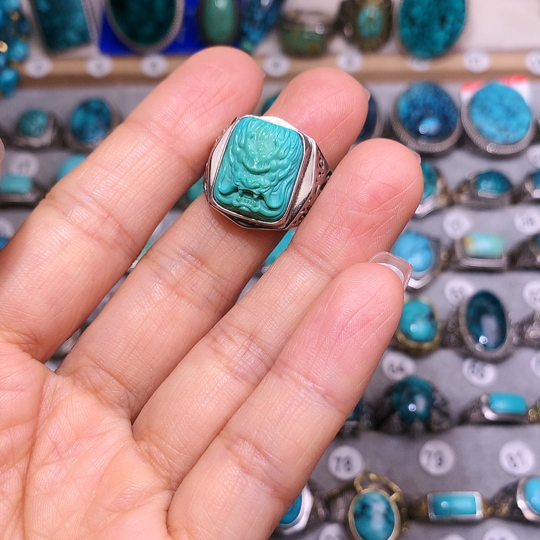 绿松石挂件银S925镶嵌坤*