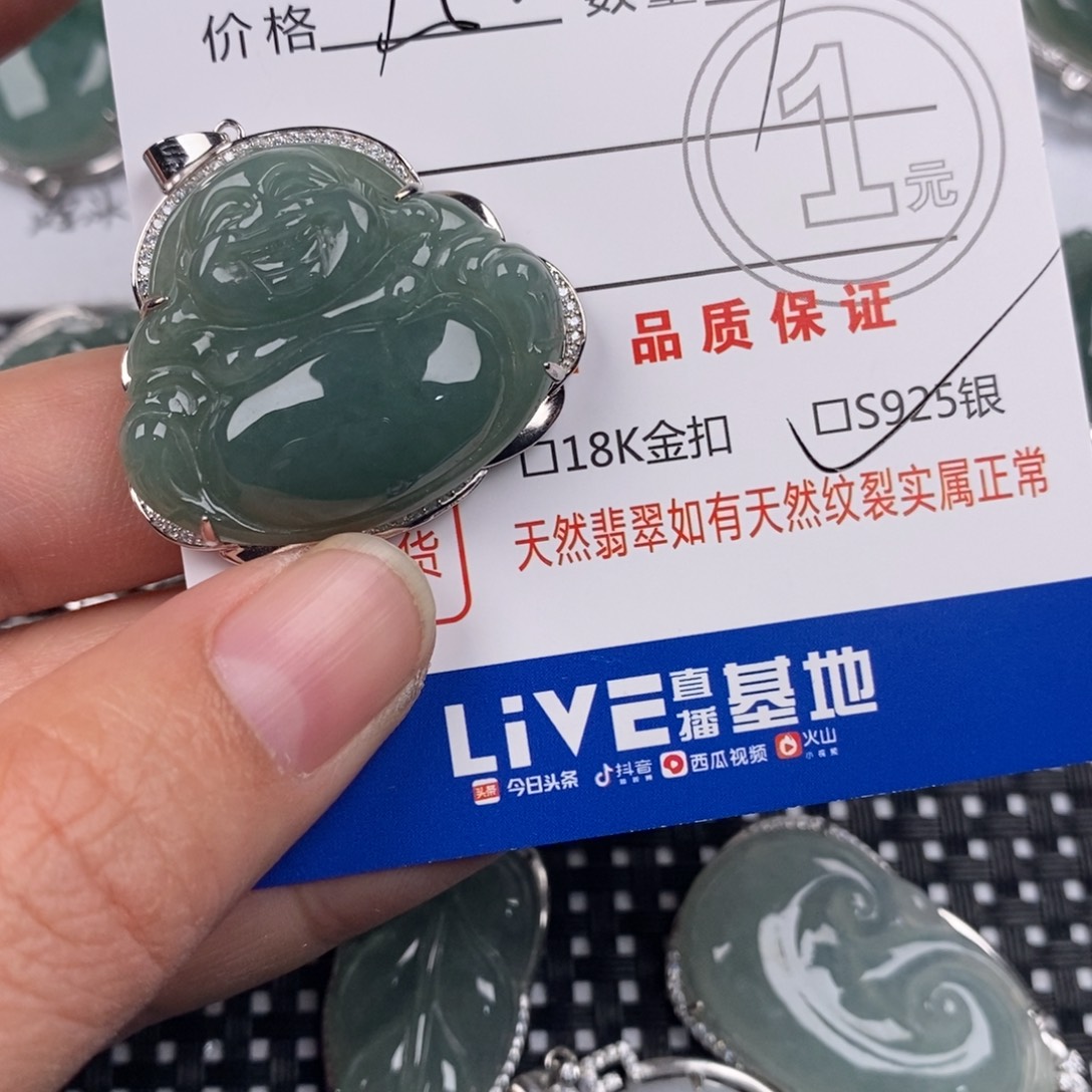 天***！翡翠银S925镶嵌颈饰