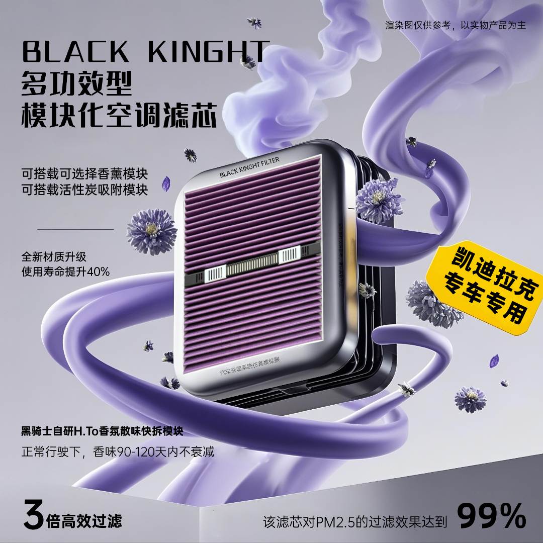 黑骑士【凯迪拉克车型】多功能抑菌除霉可快拆香薰模块新款空调滤芯