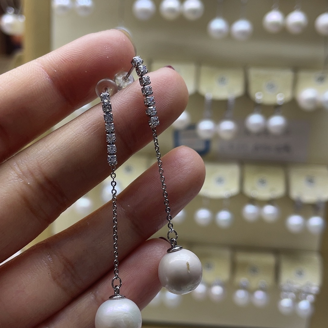 淡水珍珠耳饰银S925镶嵌