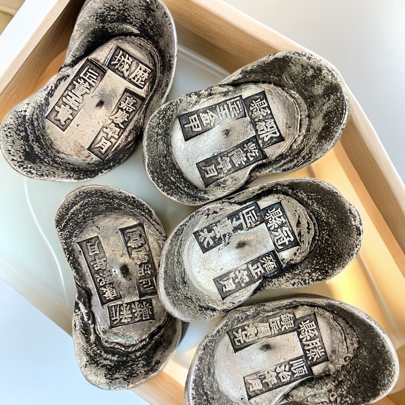 复古黑元宝桌面摆件仿古工艺品五枚随机发