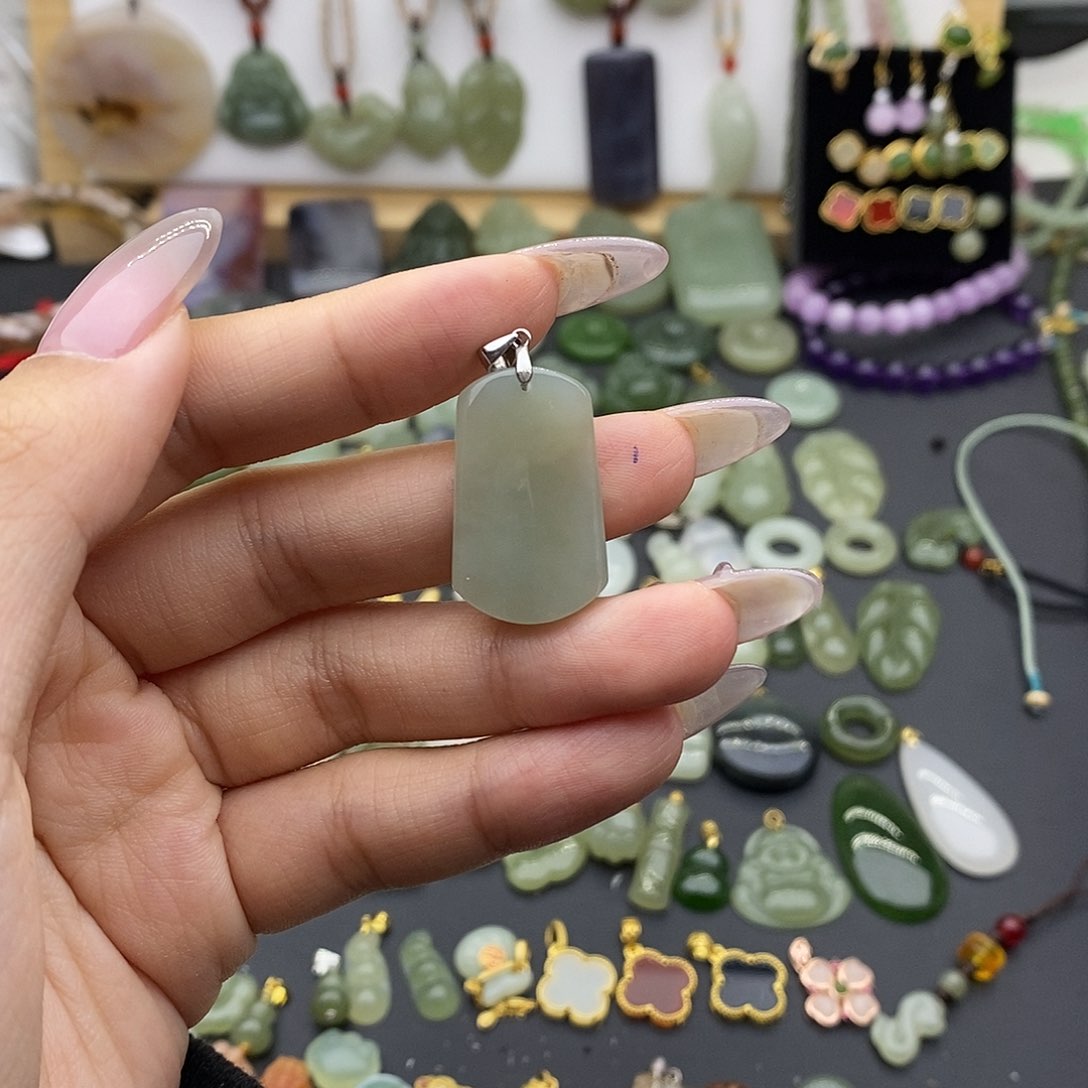 和田玉吊坠(不含链)银S925镶嵌